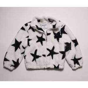 Old Navy Kids Star Black and White furry zip up jacket size 8/M